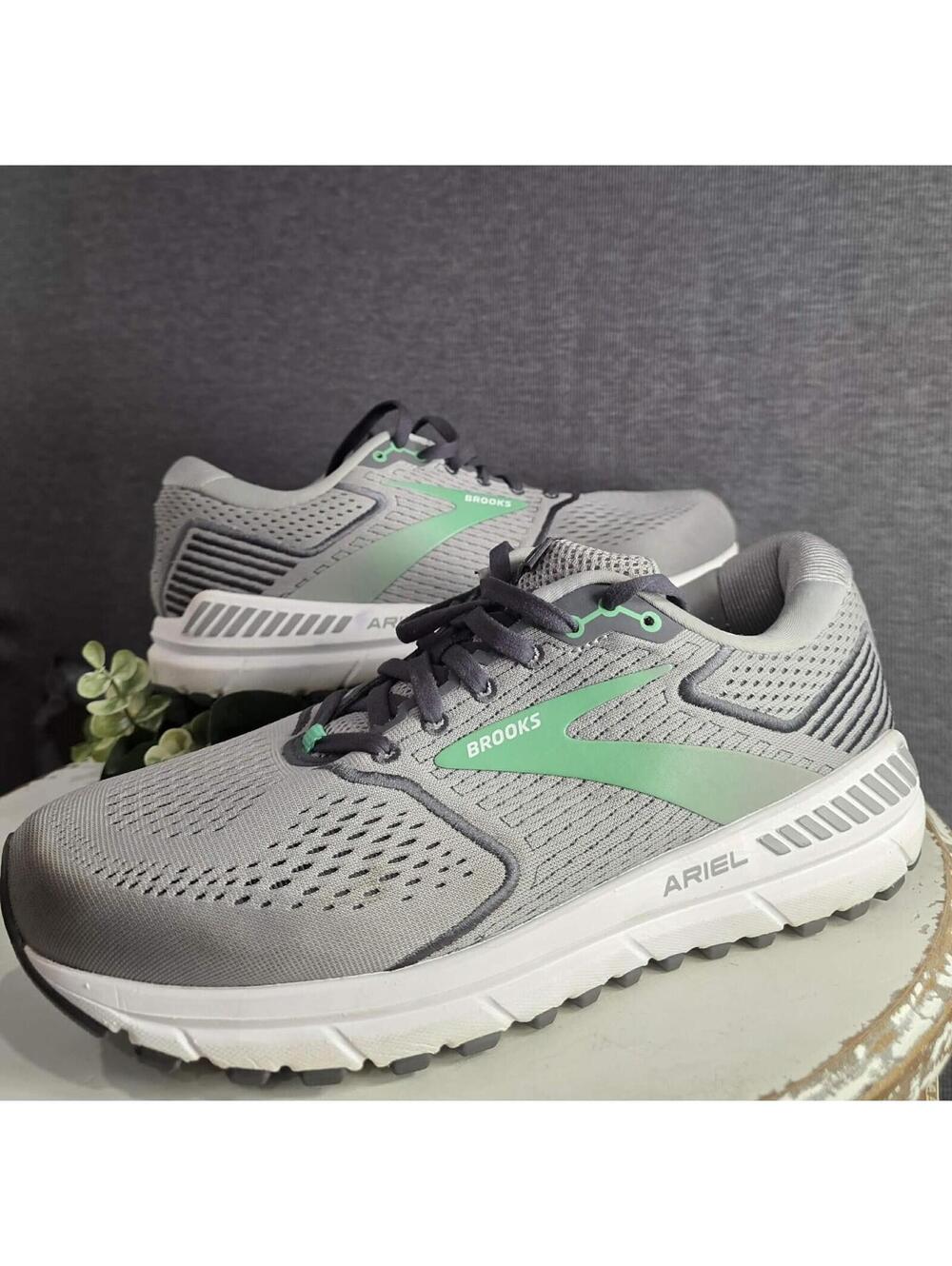 Brooks Ariel 20 Men's Extra Wide Running Shoes Gray Green White US 10.5 2E